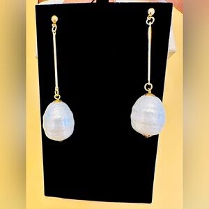 Faux Pearl Dangle Earrings - Natural Look with Elegant Texture $9